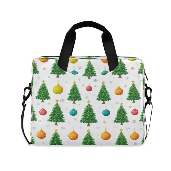 16" Laptop Briefcase for Work Travel Laptop Shoulder Bag Carrying Handbag Laptop Case Christmas Trees and Colorful Balls