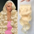 thumbnail image 1 of Cierre frontal de encaje QTHAIR Russian Blonde #613 Body Wave 35-50 g, 1 of 8