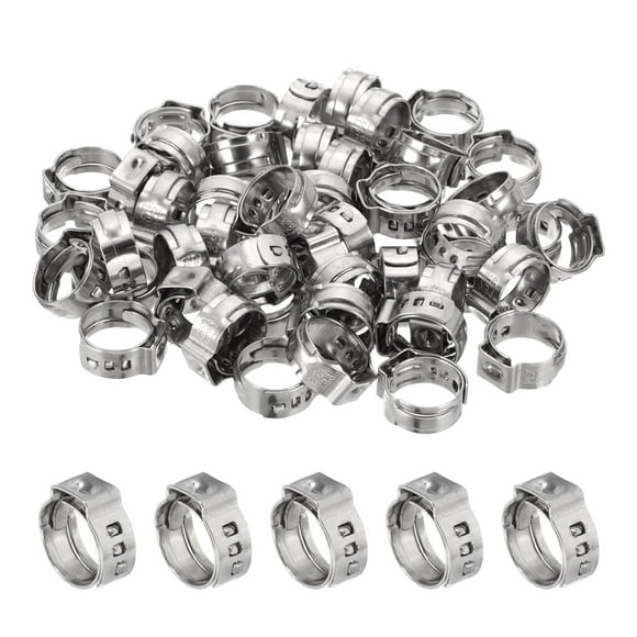 3/8 Inch PEX Crimp Rings Single Ear Hose Clamps for PEX Tubing 50 Pack