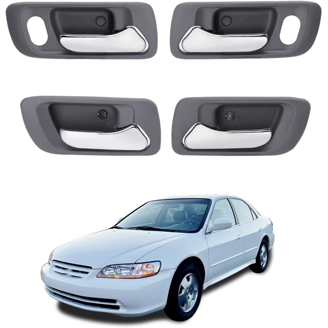 YISITIAN Interior Door Handle Set (4 PCS), Compatible with 1998-2002 Honda Accord, 1999-2004 Honda Odyssey, Front & Rear Left Driver & Right Passenger, Gray Bezel with Chrome Lever, OE# CJ919-37476
