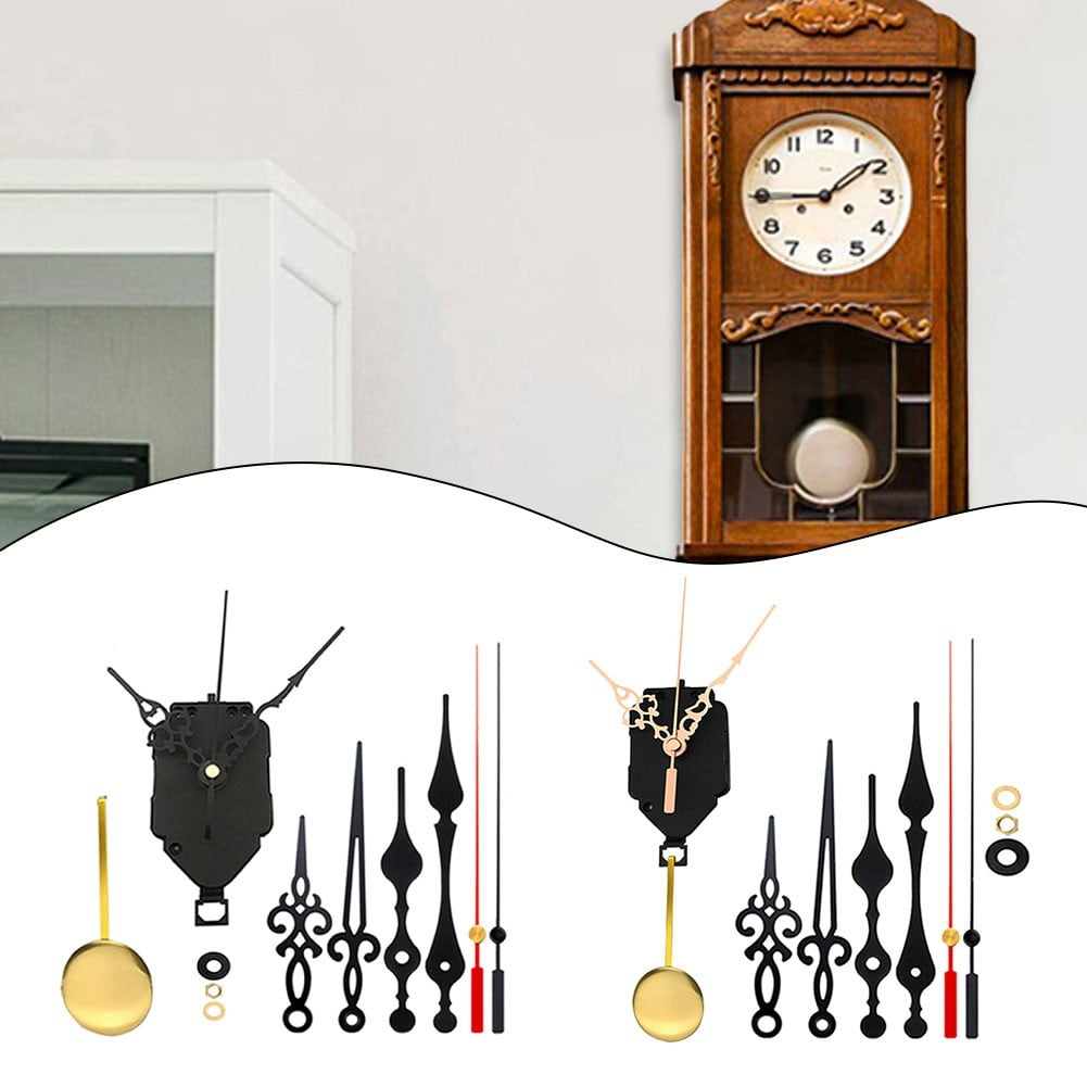 Clock Mechanism Kit Battery Powered, Quartz Clock Movement Replacement, Long and Short Shaft Wall Clock Mechanism Parts Motor Replacement DIY Repair Parts (Black)，Batteries Not Included