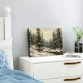 thumbnail image 4 of ONETECH  Framed Canvas Wall Art Vintage Print Paintings Winter Pine Tree Forest Christmas Rustic Landscape Country Snow Retro Nature Artwork for Home Living Room Bathroom Wall Decor 16x12inch, 4 of 6
