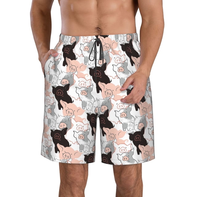 Balery Pigs Traje de Baño Estilo Hawaiano para Hombre, Shorts de Secado Rápido con Bolsillos-Medium