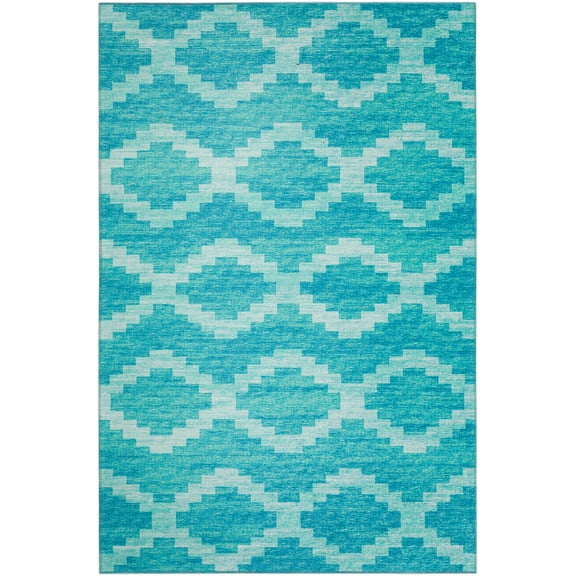 Yuma Indoor/Outdoor Blue Southwestern Chevron 9' x 12' Non-Skid Area Rug
