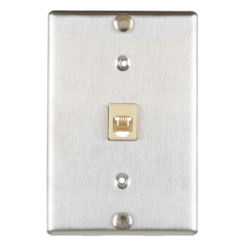 6P6C Leviton 40238-T Standard Telephone Wall Jack Screw Terminals Light Almond 6P6C Leviton 40238-T Standard Telephone Wall Jack Screw Terminals Light Almond