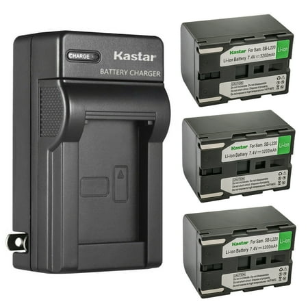 Kastar 3-Pack SB-L220 Battery and AC Wall Charger Replacement for Samsung SB-L110 SB-LS110 (NOT for SB-L110A)  SB-L220 SB-LS220  SB-L70A SB-L70R SB-LS70AB Battery  VP-D87i  VP-D903  VP-D93 Camera