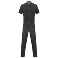 thumbnail image 3 of Eandarui Mens Mechanic Uniforms One Piece Zip Up Workshop Auto Workwear Lightweight Jumpsuits Short Black L, 3 of 7