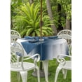 thumbnail image 3 of Outdoor Table Cloth with Umbrella Hole and Zipper, Ombre Dark Blue Waterproof Round Tablecloth 54 Inch, Gradient White Abstract Minimalist Stripe Washable Table Cover for Outside Party Patio Picnic, 3 of 8