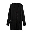 thumbnail image 5 of Girls Cardigan Sweaters with Pockets Casual Lightweight Warm Button Down Kids Fall Winter Long Jacket Black 5-14, 5 of 5