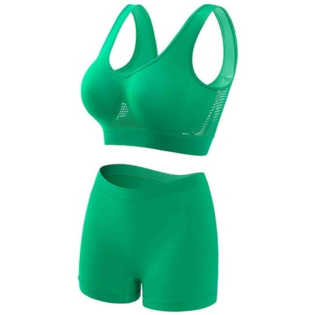 skpabo 2 Piece Bra Corset Bra Co Ord Sets for Women 2 Piece Outfits Women s Non-Steel Ring Gathered Non-Marking Sling Breathable Gathering Sports Underwear Set Size 8-20