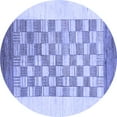 thumbnail image 1 of Ahgly Company Machine Washable Indoor Round Checkered Blue Modern Area Rugs, 4' Round, 1 of 4