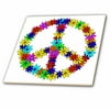 3dRose Peace Sign Flower Power Design - Ceramic Tile, 12-inch
