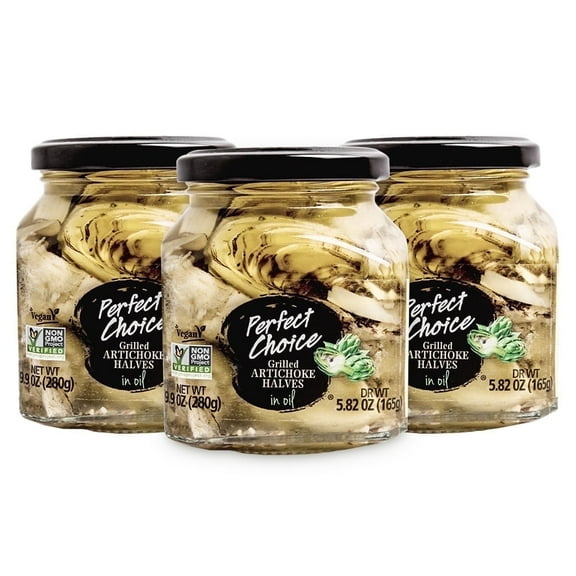 Perfect Choice Grilled Artichoke Halves in Oil – Great for Salads, Pizzas & More – 9.9 oz, Pack of 3