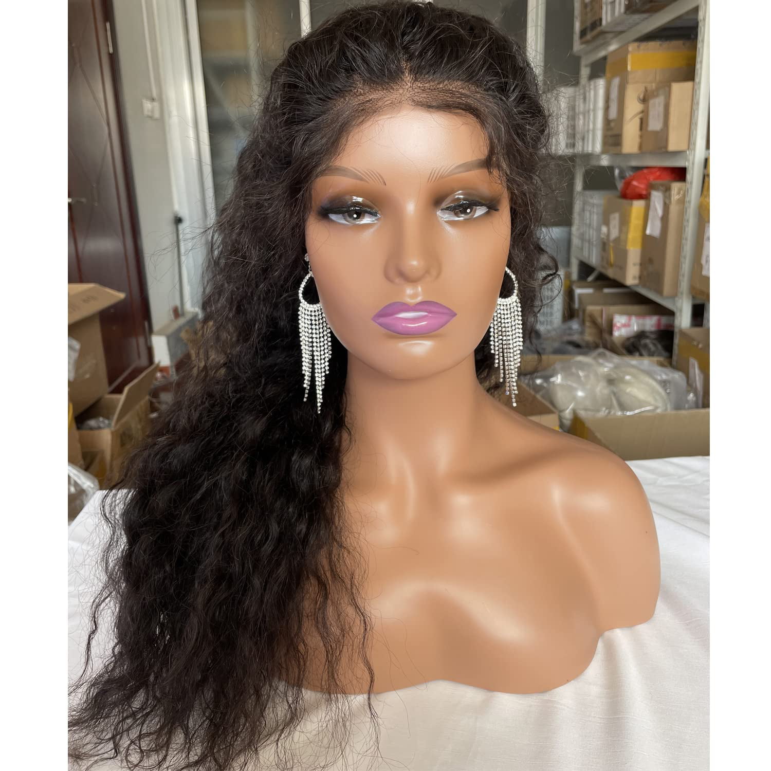 MN-062 Realistic Female Mannequin Head Form with Pierced Ears