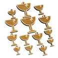 thumbnail image 1 of Fragile Glass Icon Wood Mini Charms Shapes DIY Craft Jewelry - No Hole - Various Sizes (16pcs), 1 of 7