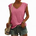thumbnail image 2 of Kaprioy Womens Summer Tops Short Sleeve Womens Tops V-Neck Solid T-Shirts Womens Shirts, 2 of 5