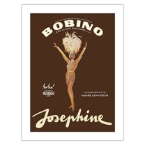 Josephine Baker - African American Entertainer - Bobino Music Hall France - Vintage Theater Poster by Guy Ventouillac c.1975 - Bamboo Fine Art 290gsm Paper (Unframed) 12x16in