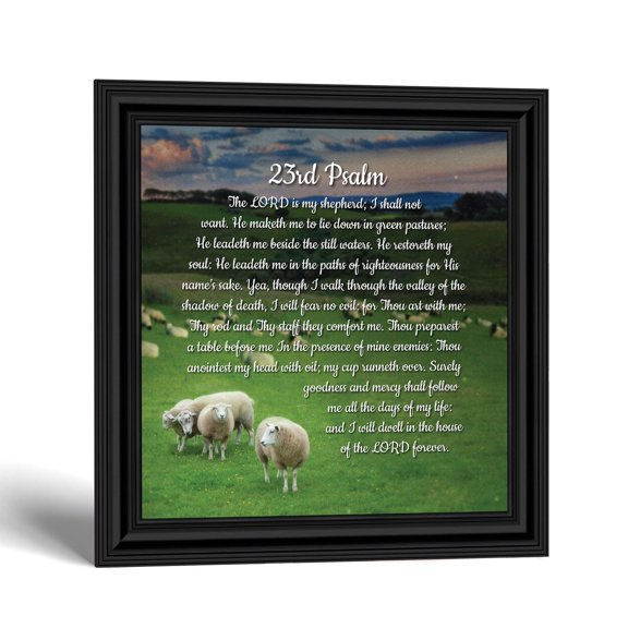 Psalm 23 Wall Art, The Lord Is My Shepherd, Christian Framed Print