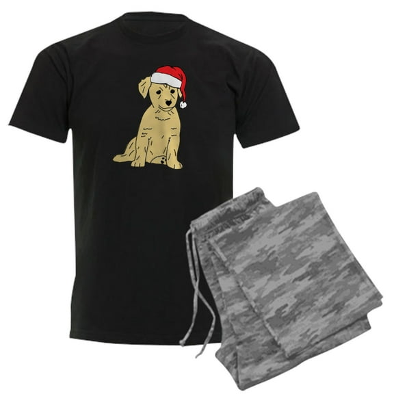 CafePress - Santa Puppy Men's Dark Pajamas - Men's Dark Loose Fit Cotton Pajama Set