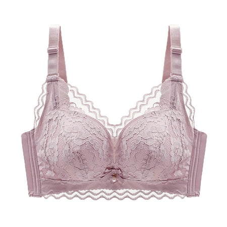 Gnurob Women s Lace Bralette  Sexy Lace Bra Plus Size No Underwire Bras Push Up Bralettes Adjustable Straps lingerie Hide Back Fat Underwear for Women Clearance Saving Purple Medium