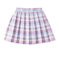 thumbnail image 4 of SGMVNU Girls' Classic Plaid School Uniforms Skirt Pleated A Line Mini Skirts Elastic Waist Casual Short Skirt, Light Purple, Size 3-4 Years, 4 of 4