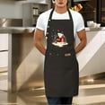 thumbnail image 3 of Cozy Christmas House Design Black Bib Apron - 2 Pack Adjustable Kitchen Chef Apron with Pockets for Men & Women Perfect for Holiday Cooking, 3 of 5