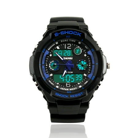 Mens Fashion Waterpoof Analogue Military Digital LCD Alarm Date Army Rubber Sport Watch Wristwatch