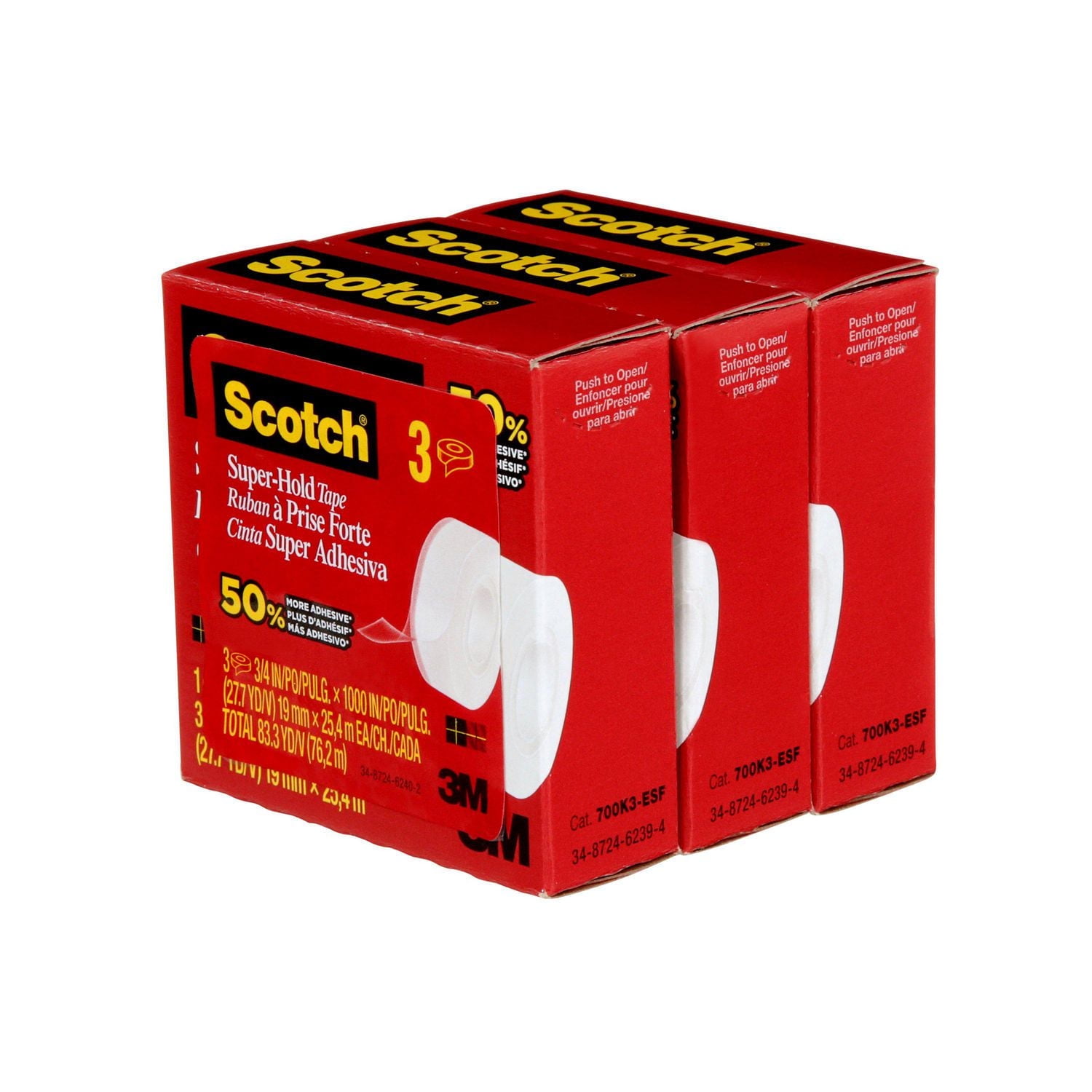 Scotch® Super-Hold Tape 700K3-ESF-RP4, 3/Pack, 3 Per Pack