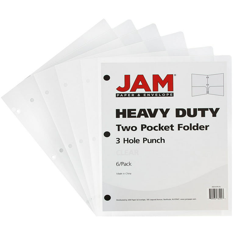 Jam 6pk Heavy Duty 3 Hole Punch 2 Pocket School Presentation Paper