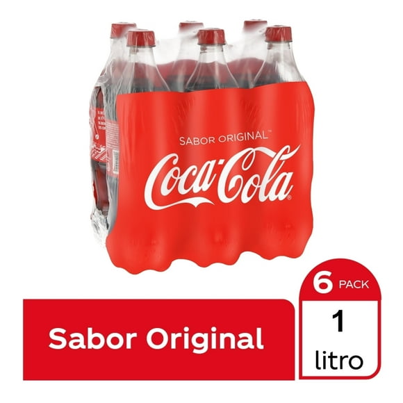 Refresco Coca Cola   sabor original 6 botellas de 1 l c/u