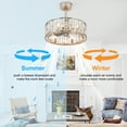 thumbnail image 4 of ALKAFY 20'' Satin Nickel Crystal Caged Ceiling Fan with Remote, 5 Silver ABS Blades, 6-light E12 Fixture for Bedroom, Living Room, 4 of 6