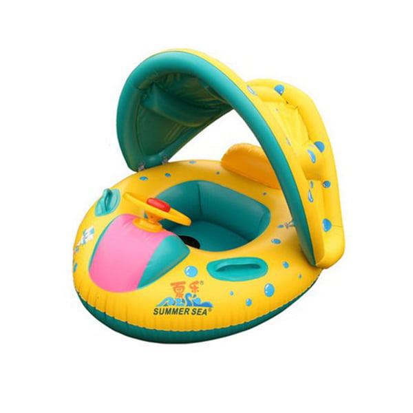 UK Toddler Baby Kids Swimming Pool Inflatable Swim Circle Float Seat+Canopy E8U4 