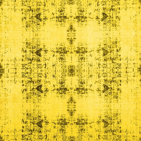 Ahgly Company Indoor Square Solid Yellow Modern Area Rugs, 6' Square