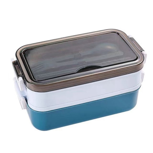 Lonchera de 2 Lonchera Apta para Microondas Lonchera Caja de Almacenamiento de Alimentos Caja Bento para Estudiantes Niños Trabajadores de Oficina Azul