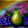 thumbnail image 2 of CafePress - Colorful Fruit, Grapes, Pear -  Round Wood Ornament 4", 2 of 2