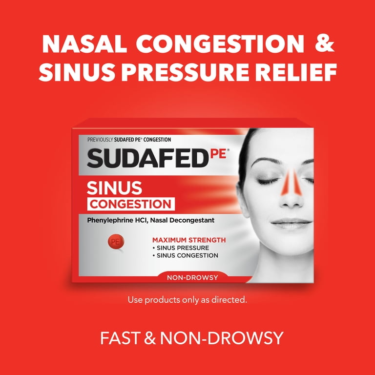 semaglutide and sudafed Sudafed PE Max Strength Non-Drowsy Sinus Decongestant Tablets, 18 Count