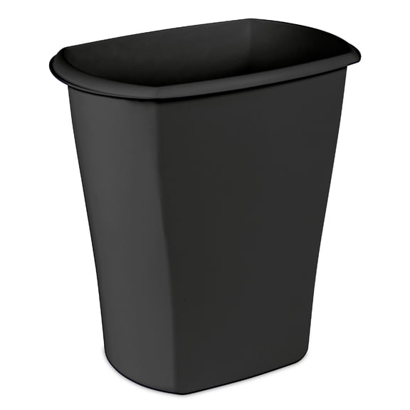 Sterilite Large Kitchen Trash Can, 10 Gallon Plastic Garbage Bin with No Lid, Black