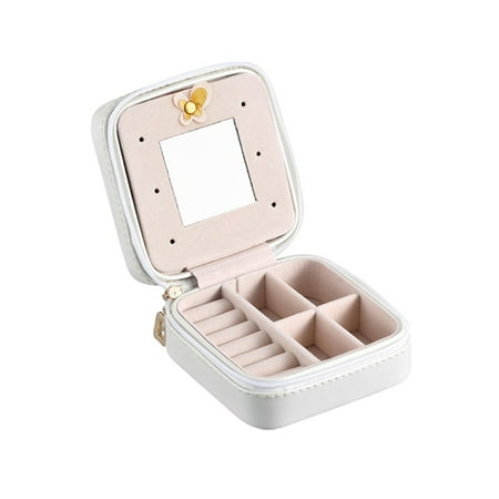 Small Mirrored Jewelry Box Small Portable Travel Jewelry Box with Mirror Storage Case Organizer for Rings Earrings Necklaces ()