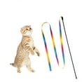 thumbnail image 2 of Palo De Gato Rainbow Cloth Ribbon Tease Cats Rod Mascotas Gatito Juguetes interactivos para rascar, 2 of 8