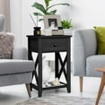 thumbnail image 2 of Giantex X-Design Nightstand, Bedside Table w/Drawer & Storage Shelf, Versatile Sofa Table End Table, Black, 2 of 6