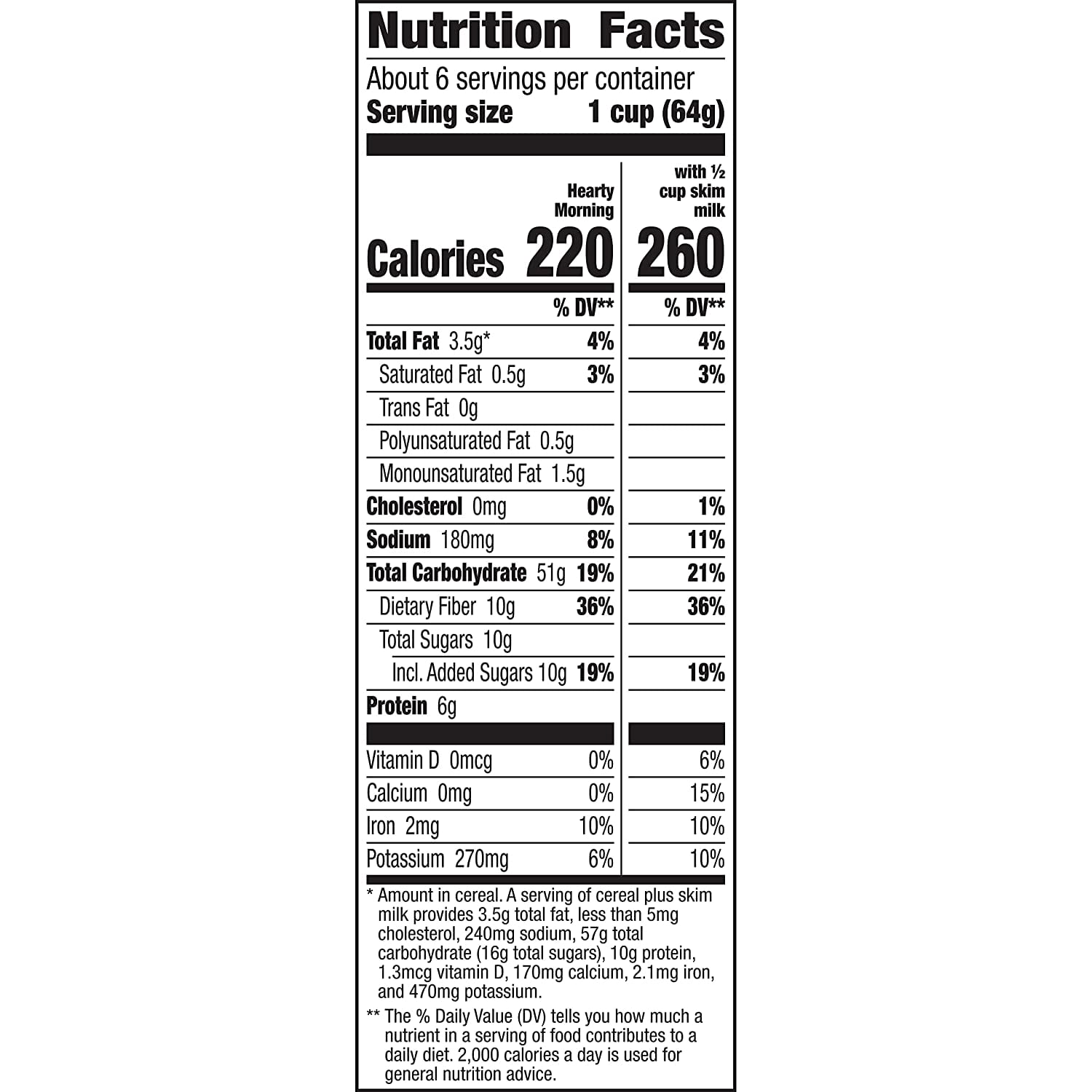 Cascadian Farm Organic Cereal, Hearty Morning Fiber, 14.6 oz (Pack of 10)