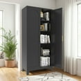 thumbnail image 5 of 71" Metal Storage Cabinet with Doors and Adjustable Shelves for Kitchen,Bedroom,Living Room,Black02, 5 of 7