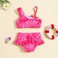 thumbnail image 3 of Emy Dola Baby Girls One Shoulder Swimsuits Toddlers Two-Piece Mermaid Bikini Sets Ruffle Rim Bathing Suit Beach Pool Swimwear, 3 of 7
