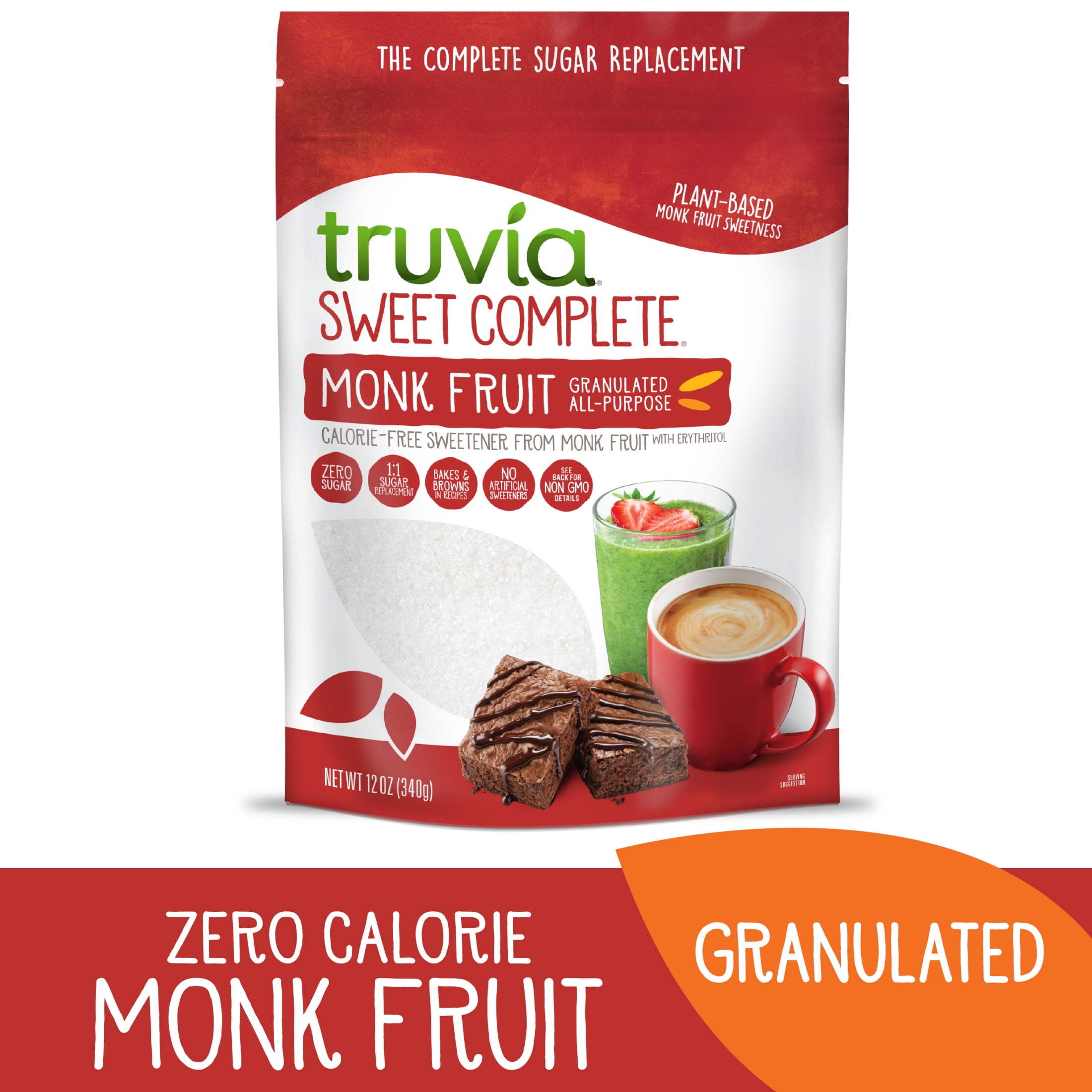 (4 pack) Truvia Sweet Complete Granulated Calorie-Free Sweetener from The Monk Fruit, 12 oz