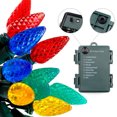 thumbnail image 1 of Guirnalda de luces de fresa de 16,4 pies y 50 LED, funciona con pilas, luces de hadas C6 impermeables con 8 modos de luz para decoración de fiestas en interiores y exteriores, 1 of 12