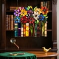 thumbnail image 6 of Book Christmas Ornament Stained Glass Style, Acrylic Book Lover Gift for Teachers Librarians Readers, Suncatcher Window Hanging Decor with Floral Design, 6 of 6