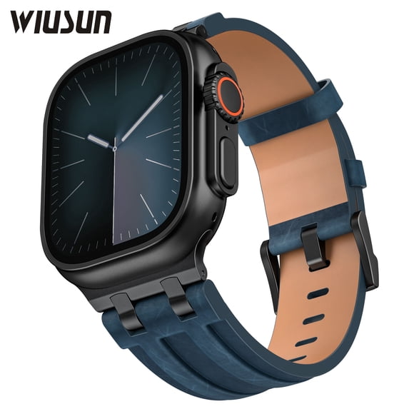 Leather Band for Apple Watch series 11 10 9 8 7 6 5 4 3 Ultra 3/Ultra 2 Bands 49mm 46mm 45mm 44mm 42mm, Top Leather Designer Replacement Strap for iWatch Ultra 3 2 1 SE