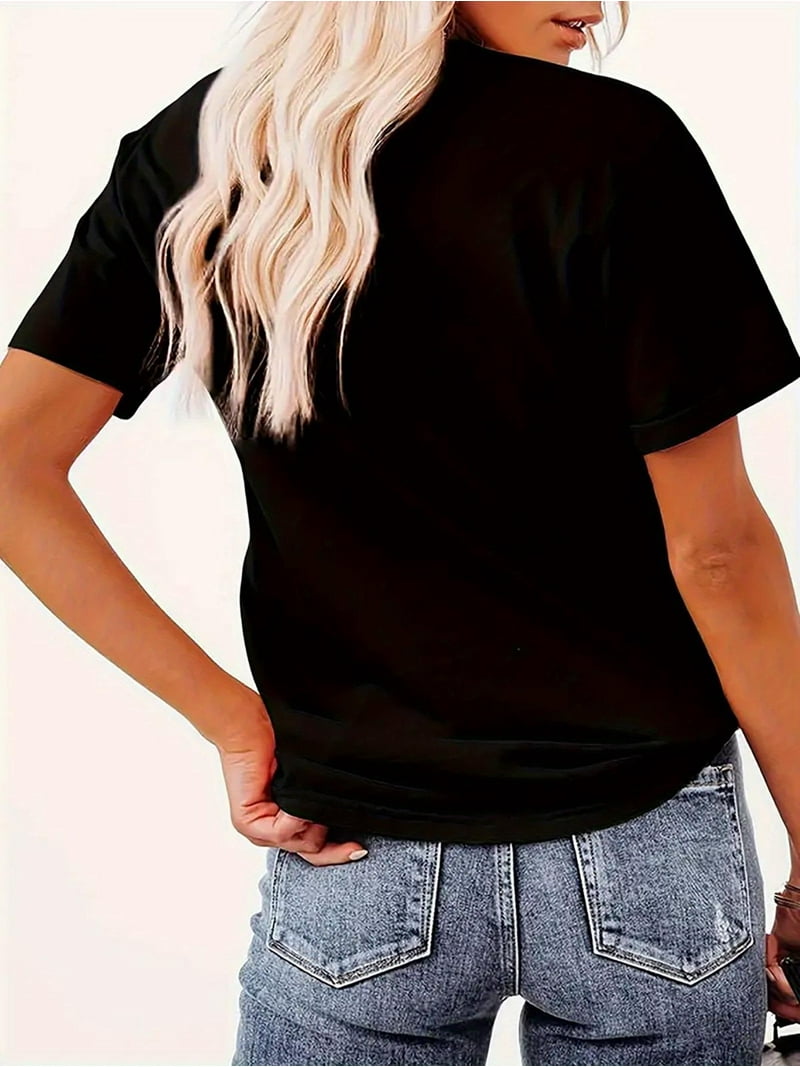 1pc Women'S Fashion Fox with Rose Print T-Shirt, Casual Crew Neck Short  Sleeve Top, Polyester 95% Spandex 5% Knit Fabric, animal Pattern,  all-Season Comfort Fit - Walmart.com, image size:800x1067