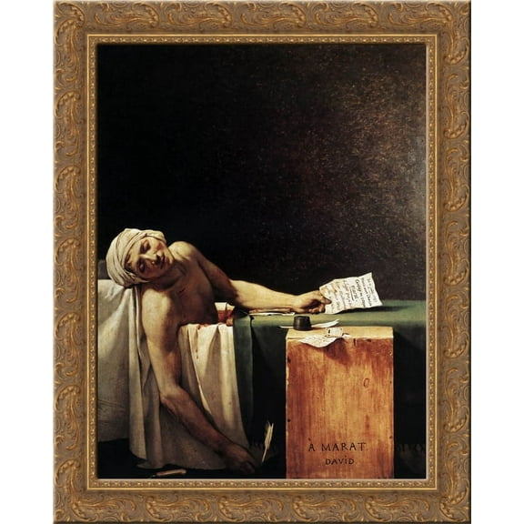 The Death of Marat 24x20 Gold Ornate Wood Framed Canvas Art by Jacques-Louis David