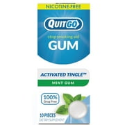 QuitGo Nicotine-Free Gum to Help Stop Smoking, Stop Vaping and Quit Nicotine, Mint, 10 Ct